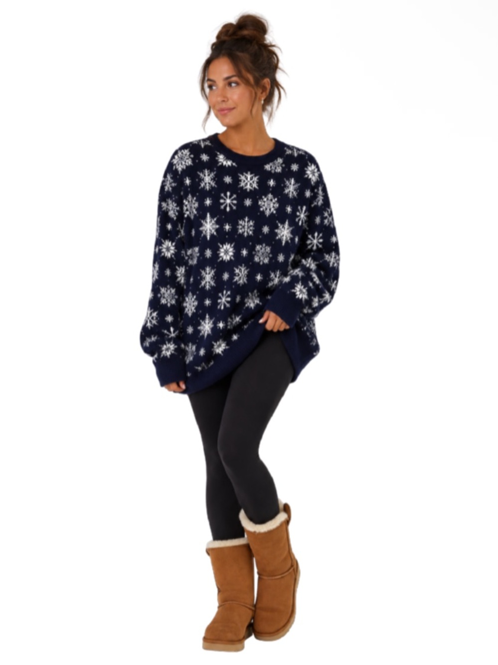 Kiel James Patrick Navy Snowflake Crewneck Sweater XL